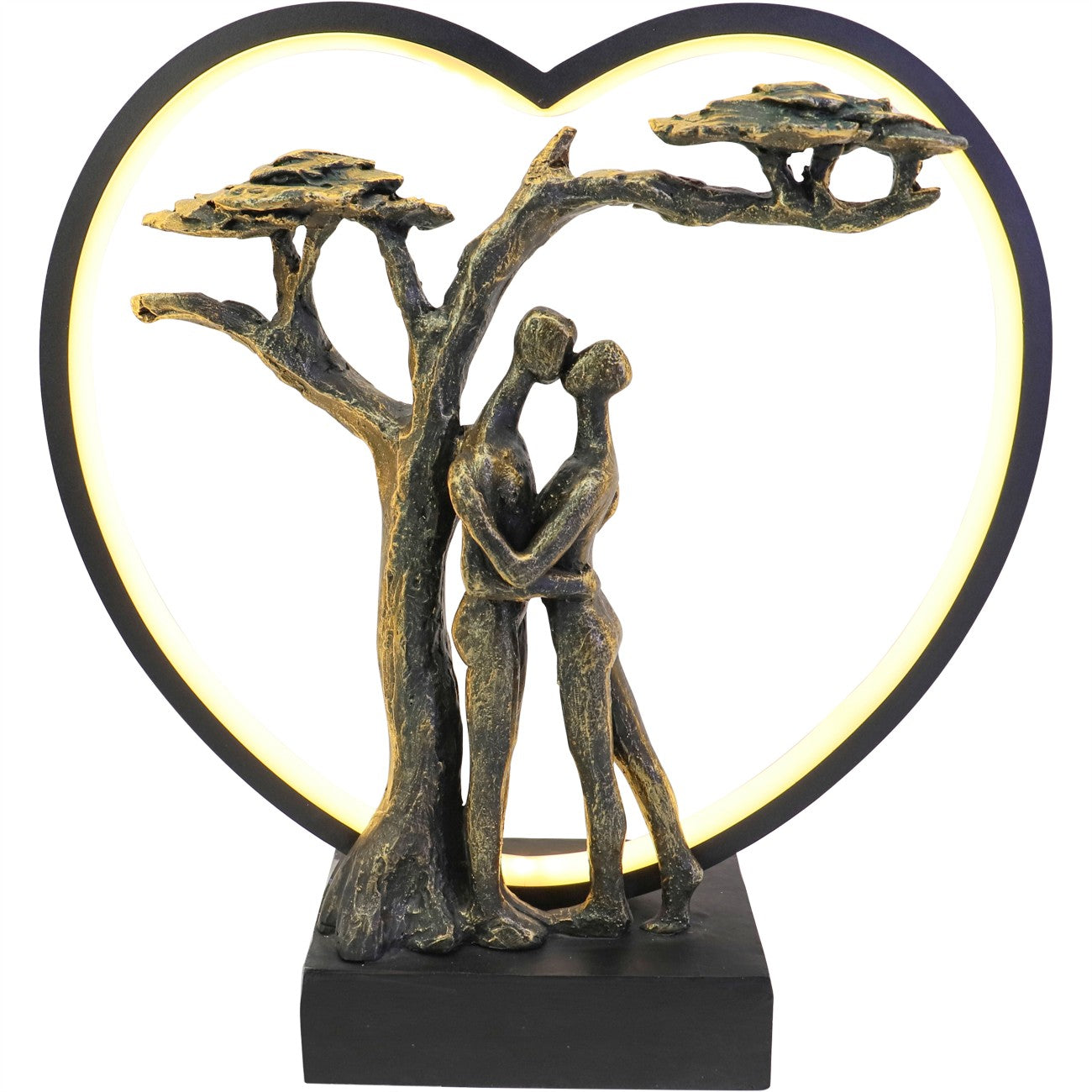 Antique Bronze Loving Couple Tree Light Sculpture LED